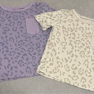 Kyte BABY Leopard Print Tees - Purple and Cream